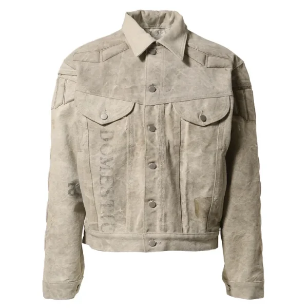 Beige Satoshi Nakamoto Mailbag Moto Jacket