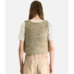 Beige Satoshi Nakamoto Padded Vest Back View