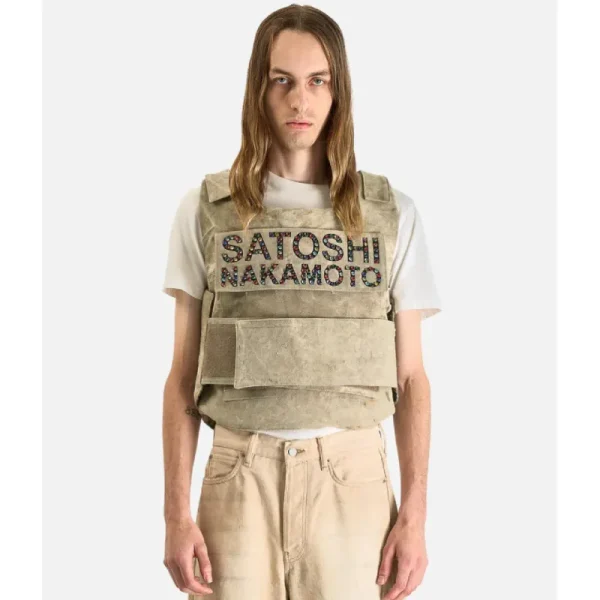Beige Satoshi Nakamoto Padded Vest