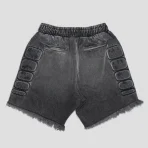 Black Denim Satoshi Nakamoto Denim Moto Shorts Back View