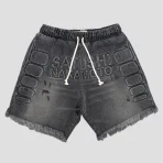Black Satoshi Nakamoto Denim Moto Shorts