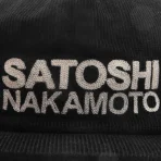 Black Satoshi Nakamoto Chainstitch Logo Hat Logo View