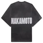 Black Satoshi Nakamoto Impact Logo T-shirt Back View