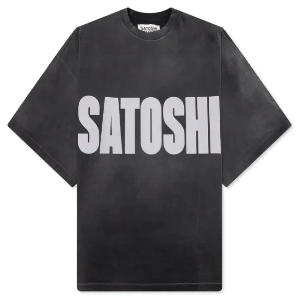 Black Satoshi Nakamoto Impact Logo T-shirt