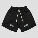 Black Satoshi Nakamoto Mesh Moto Shorts