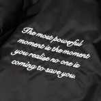 Black Satoshi Nakamoto Off Road Bomber Embroidered Text