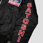 Black Satoshi Nakamoto Off Road Bomber Sleeve Close View