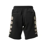 Black Satoshi Nakamoto Patchwork Moto Shorts Back View