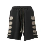Black Satoshi Nakamoto Patchwork Moto Shorts