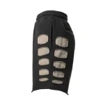 Black Satoshi Nakamoto Patchwork Moto Shorts Side View