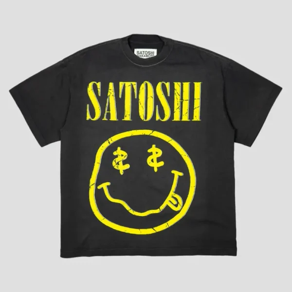 Black Satoshi Nakamoto Smile T-shirt