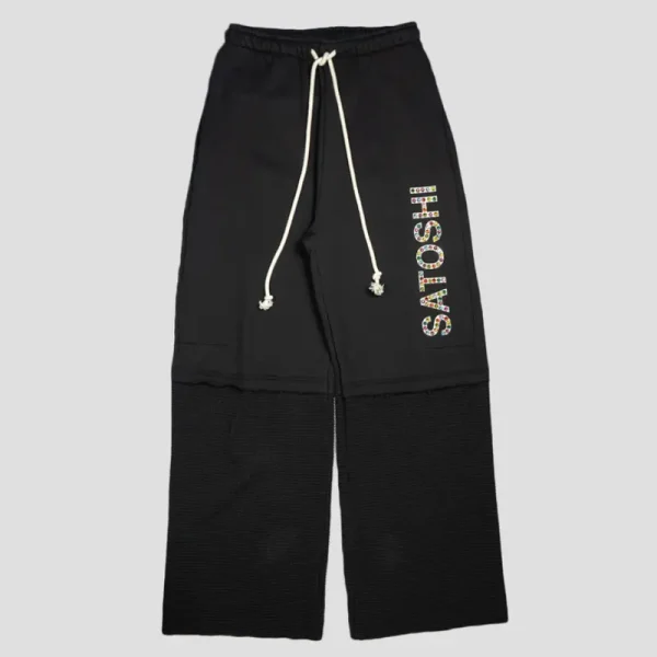 Black Satoshi Nakamoto Studded Double Layered Sweatpants
