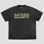 Black Satoshi Nakamoto Studded Logo T-shirt