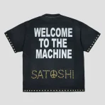 Black Satoshi Nakamoto Welcome to the Machine T-Shirt Back View