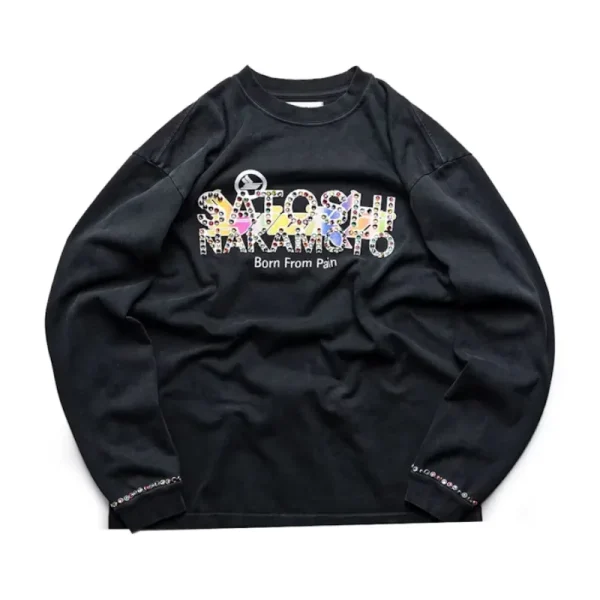 Black Sicko x Satoshi Nakamoto Studded Gradient L/S Tee