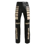 Black/Off White Satoshi Nakamoto Leather Moto Pant