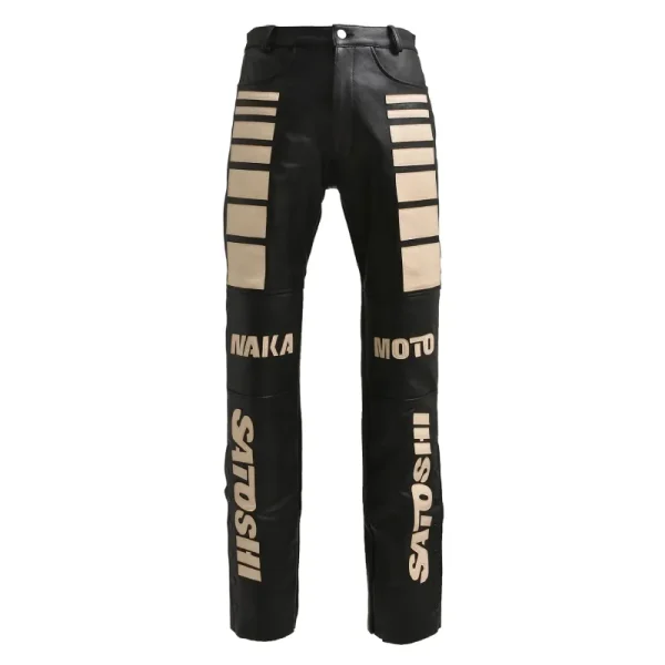 Black/Off White Satoshi Nakamoto Leather Moto Pant
