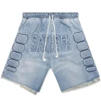 Blue Denim Satoshi Nakamoto Denim Moto Shorts