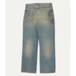 Blue Satoshi Nakamoto Rutted Denim Jeans Back View