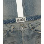 Blue Satoshi Nakamoto Rutted Denim Jeans Close-Up View