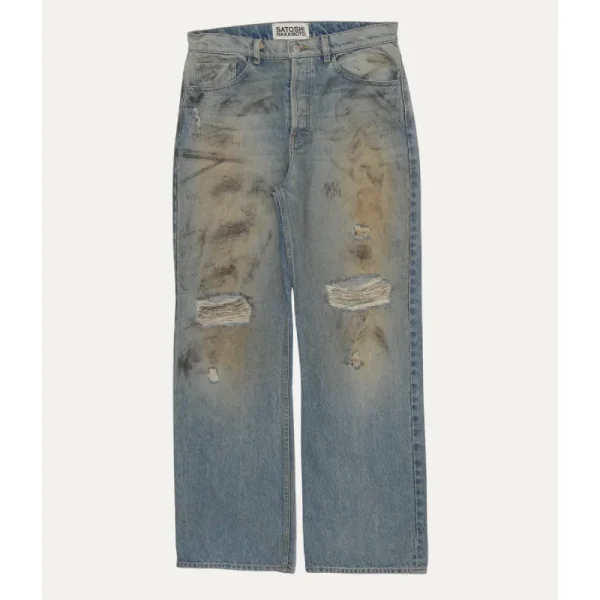 Blue Satoshi Nakamoto Rutted Denim Jeans