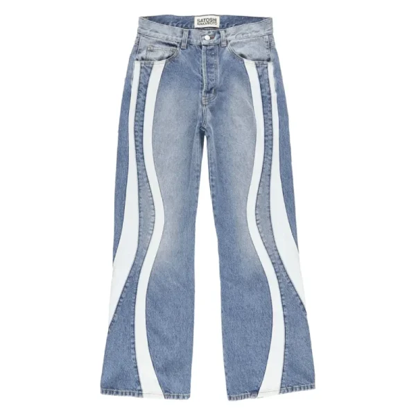 Blue Satoshi Nakamoto Swirl Seam Jeans