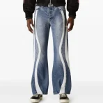 Blue Satoshi Nakamoto Swirl Seam Jeans Front View