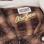 Brown Satoshi Nakamoto Other Scenes Shattered Glass Hooded Flannel Close-Up View