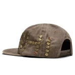 Brown Satoshi Nakamoto Studded Wrap Around Hat Back View