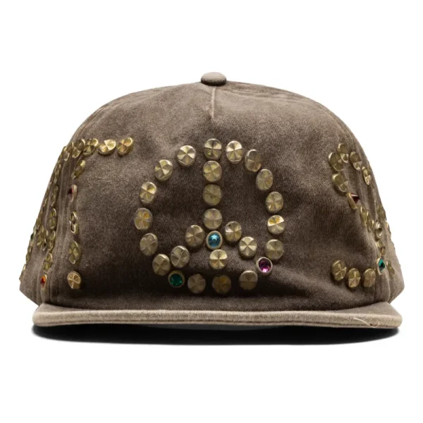 Brown Satoshi Nakamoto Studded Wrap Around Hat