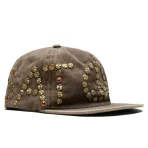 Brown Satoshi Nakamoto Studded Wrap Around Hat Side View