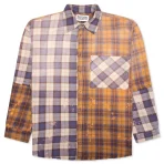 Brown/Multi Satoshi Nakamoto Patchwork Logo Flannel