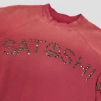 Burgundy Satoshi Nakamoto Star Studded Crewneck Close-Up View