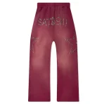 Burgundy Satoshi Nakamoto Star Studded Sweatpants