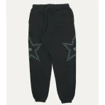 Destroyed Black Satoshi Nakamoto Star Studded Sweatpants Back View