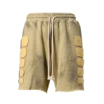 Destroyed Heather Satoshi Nakamoto Patchwork Moto Shorts