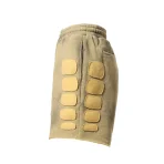 Destroyed Heather Satoshi Nakamoto Patchwork Moto Shorts Side View