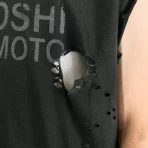 Faded Black Satoshi Nakamoto Road Rash Short Sleeve Tee Close-Up View