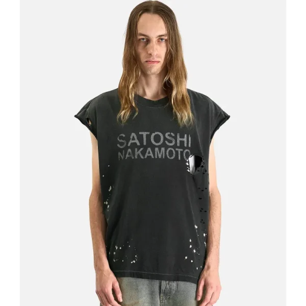 Faded Black Satoshi Nakamoto Road Rash Short Sleeve Tee