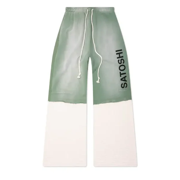 Green Satoshi Nakamoto Double Layer Sweatpants