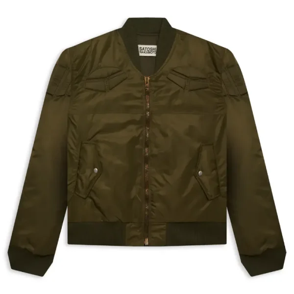Green Satoshi Nakamoto Satin MA-1 Moto Jacket