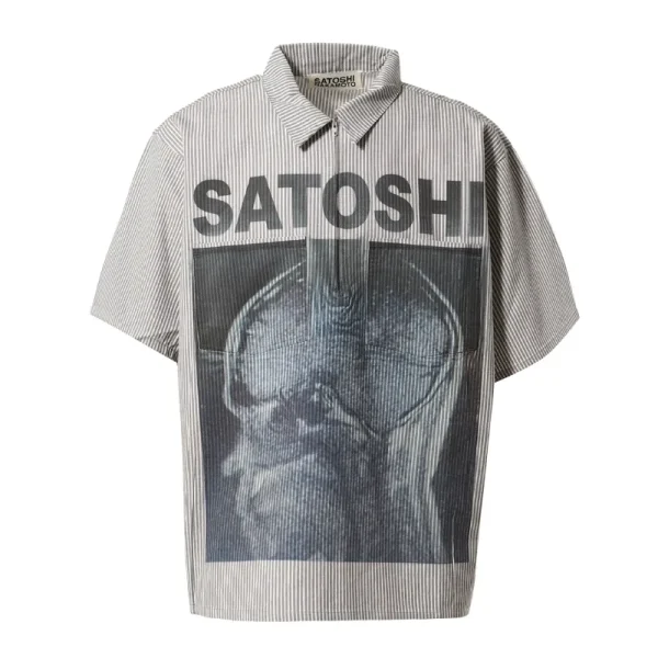 Grey Satoshi Nakamoto A Lot On My Mind Oversized Workshirt