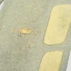 Grey Satoshi Nakamoto Destroyed Patchwork Moto Sweatspants Close-Up View