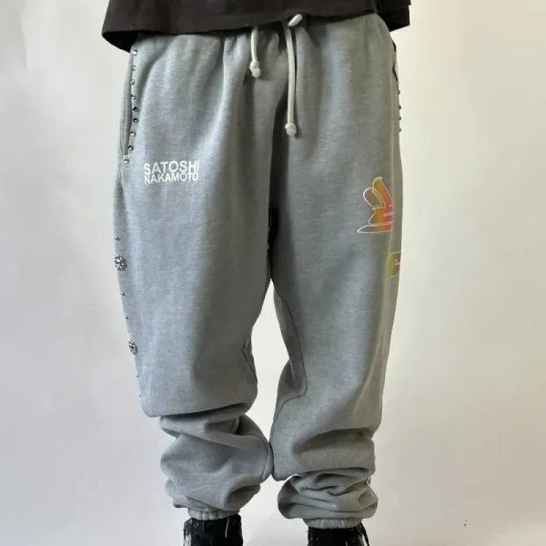 Grey Satoshi Nakamoto Tie Dye Collab Sweatpants