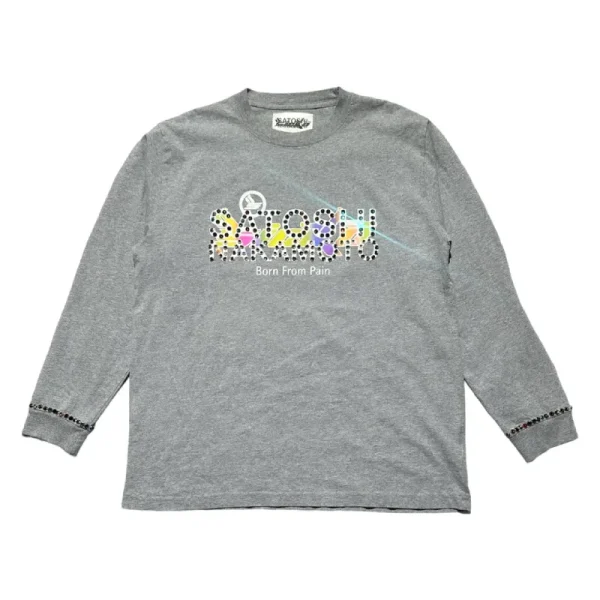 Grey Satoshi Nakamoto x Sicko Studded Crystal Long Sleeve Tee