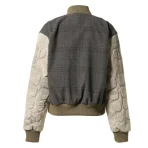 Grey/Beige Satoshi Nakamoto Varsity Moto Jacket Back View