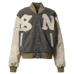Grey/Beige Satoshi Nakamoto Varsity Moto Jacket
