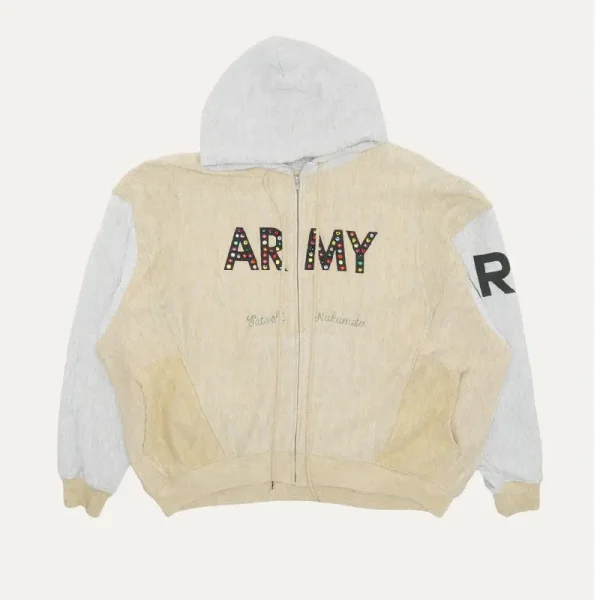 Beige Satoshi Nakamoto Army Rhinestone Hoodie