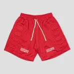 Red Satoshi Nakamoto Mesh Moto Shorts