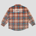 Red Satoshi Nakamoto Shattered Glass Flannel Back Side